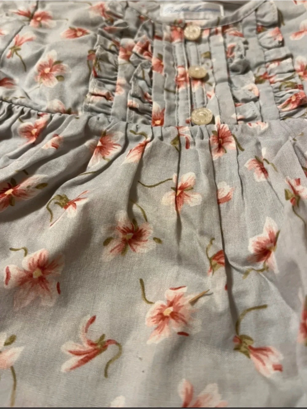 Ralph Lauren Floral Ruffle Top with Plaid Bloomers - Light Gray, Pink & Blue
